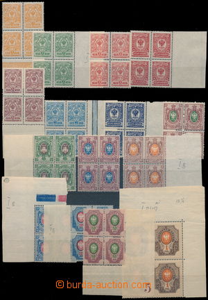 148007 - 1908-14 [SBÍRKY]  sestava 15ks 4-bloků známek emise Stát