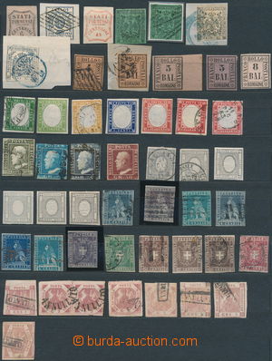 148103 - 1852-61 sestava 49ks známek na zásobníkové kartě A4, mj