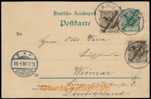 148217 - 1898 DEUTSCH-OSTAFRIKA  přetisková dopisnice 5Pf zaslaná 