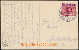 148218 - 1938 KARLSBAD  postcard franked with. Czechosl. Postage due 