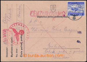 148281 - 1943 lístek PP č. 40301 zaslaný letecky z Ruska, vyfr. Le