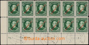 148327 - 1939 Alb.23, Hlinka 50h green, blk-of-12 with margin, horiz.