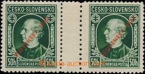 148425 - 1939 Alb.M23C(2), Hlinka 50h green, 2-stamps gutter., exp. b