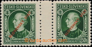 148427 - 1939 Alb.M23B(2), Hlinka 50h green, 2-stamps gutter., line p