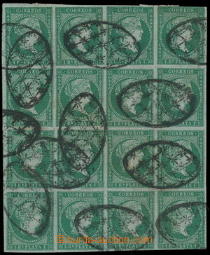 148733 - 1855 Sc.2, Královna Izabela 1R šedozelená, 16-blok, ozdob