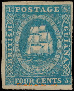 148740 - 1860 SG.19, Plachetnice 4C modrá, malá část původního 