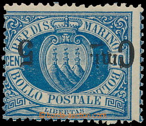 148773 - 1892 Sas.8b, Coat of arms 5C/10C blue, with inverted opt, ve