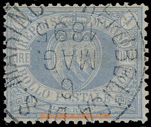 148777 - 1894 Sas.31, Coat of arms 1L blue, 4. issue, CDS REP. SAN MA