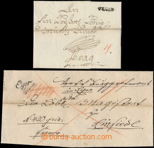 148850 - 1783-1828 comp. 2 pcs of folded letters, 1x to Prague, strai