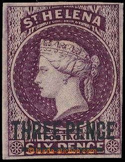 148916 - 1868 SG.11b, Královna Victorie, přetisk 3P / 6P tmavě pur