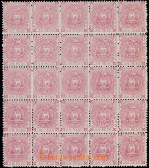 148919 - 1872 Mi.7, Znak 1P červená, nepoužitý 25-blok; zajímav