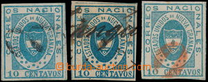148960 - 1861 Mi.11, 3x Znak Spojená  Nová Granada 10C modrá, 2 od