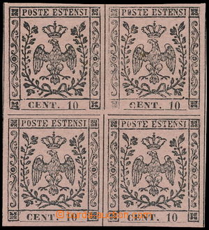148974 - 1852 Mi.2, Sas.2, Znak 10C šedorůžová, 4-blok; bezvadný