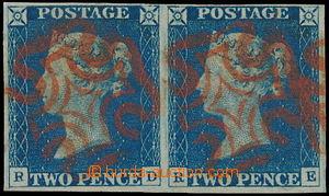 148987 - 1840 SG.5, 2P blue, horizontal pair, printing plate 1, R-D -
