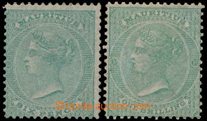 149000 - 1860 SG.49, 53, Královna Victorie 6P zelená po nálepce a 