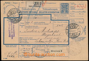 149421 - 1926 celá poštovní průvodka pro mezinárodní přepravu,