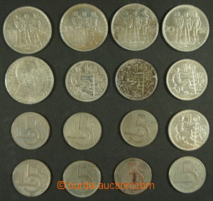 149439 - 1918-39 sestava 16ks mincí, obsahuje 5Kč (7x), 10Kč (4x),