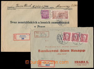 149870 - 1934 sestava 2ks firemních R-dopisů, 1x vyfr. Masaryk 1Kč