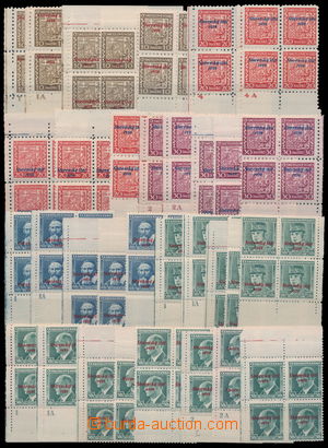 149895 - 1939 Alb.3, 6-10, 12, miniatures corner blk-of-4 values 10h,