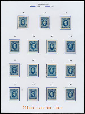 149914 - 1939 Alb.31A, C, Hlinka 2,50Ks modrá, sestava všech 14 kom