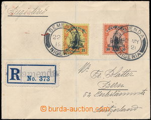149938 - 1921 BRITISH OCCUPATION Reg letter to Switzerland, with SG.B