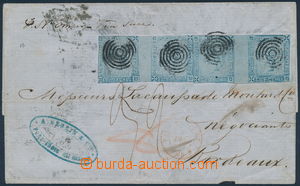 149947 - 1859 dopis zaslaný z Port Louis do Bordeaux, vyfr. dvěma v