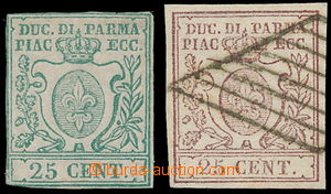 149955 - 1857 Sas.10, Znak 25C hnědá, s mřížovým raz. velmi pě