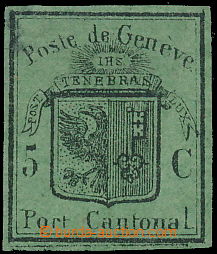 149958 - 1848 GENEVA Mi.5, Large coat of arms 5C green olive, unused;