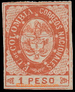 149984 - 1865 Mi.32a, Znak s kondorem 1P cihlově červená; původn�