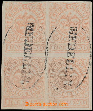 149985 - 1868-1880 Mi.50bIII, Znak s kondorem 1P cihlová, 4-blok s d