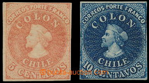 149992 - 1856 Mi.1IIf, 2IId, Kolumbus 5C růžovočervená a 10C modr