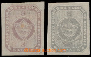 149999 - 1860 GRANADA CONFEDERATION, 2x Mi.6a, Coat of arms 5C violet