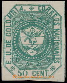 150000 - 1862 Mi.16b, Znak 50C modrozelená; velmi pěkný kus s ates