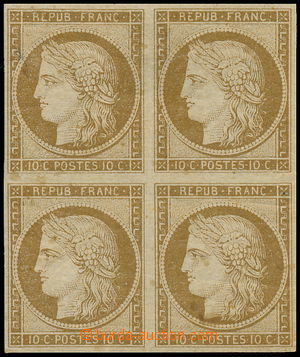 150042 - 1849 Mi.1a, Head of Ceres 10C yellow-brown, blok of four, un