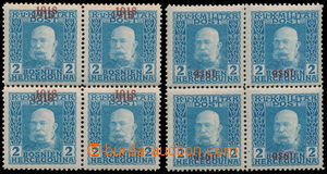 150044 - 1918 Mi.148K, 148D, Franz Josef 2h modrá, 2x 4-blok, s dvoj