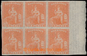 150057 - 1873 SG.60b, Sedící Britannia 6P oranžová, nezoubkovaný