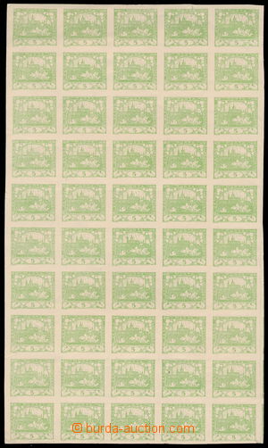 150188 -  Pof.3, 5h blue-green imperforated, blk-of-50, on both sides