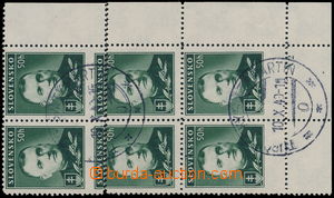 150275 - 1941 Alb.43Yz, Tiso 50h zelená, pravý dolní rohový 6-blo
