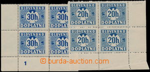 150282 - 1939 Alb.D3z, D4Xy, value 20h, LR corner blk-of-4 with plate