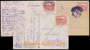 150296 - 1918 comp. 3 pcs of Ppc, all with Hradčany 10h red, Pof.5, 
