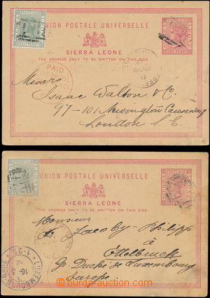 150323 - 1892 2 dopisnice Královna Viktorie 1P červená, obě dofra