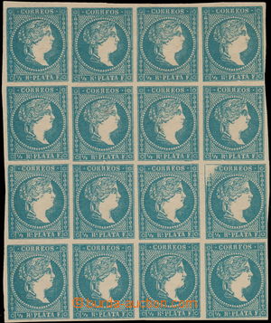 150341 - 1857 Edifil 7, Isabela II. ½R modrá, 16-blok se vzácn