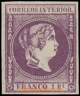 150343 - 1863 Edifil 13, Isabela II., 1R fialová, velmi pěkný kus 