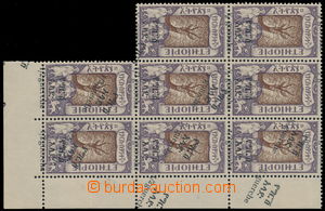 150360 - 1917 Sc.136, Antilope, Opt 1/2g on 1/8g, corner blok of 8, O