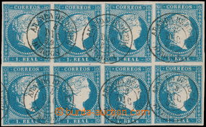 150387 - 1856 Mi.41, Isabela II. 1R modrá, 8-blok, bez průsvitky, p