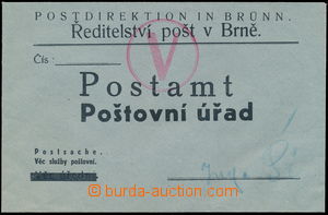 150503 - 1941 služební obálka Ředitelství pošt v Brně s propag