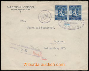 150517 - 1918 off. envelope of People's Committee in Prague, with Pof