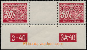 150518 - 1939-40 Pof.DL6, 50h červená, 2-známkové meziarší s do