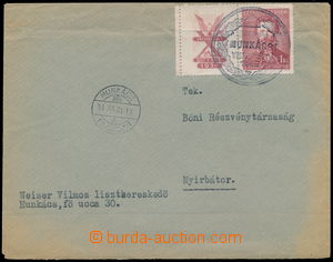 150531 - 1938 ZÁBOR / MUKAČEVO  dopis vyfr. čs. zn. 1Kč Fügner s