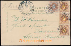 150629 - 1904 pohlednice (město Molde) do Čech, vyfr. zn. 1+3+3+3ö